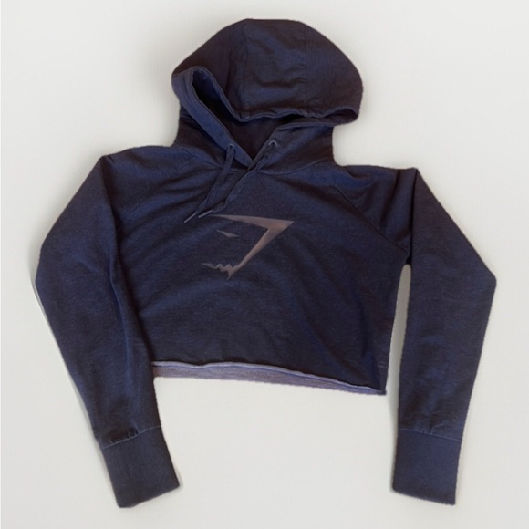 Gymshark Tops - Gymshark Navy Cropped Hoodie sz S